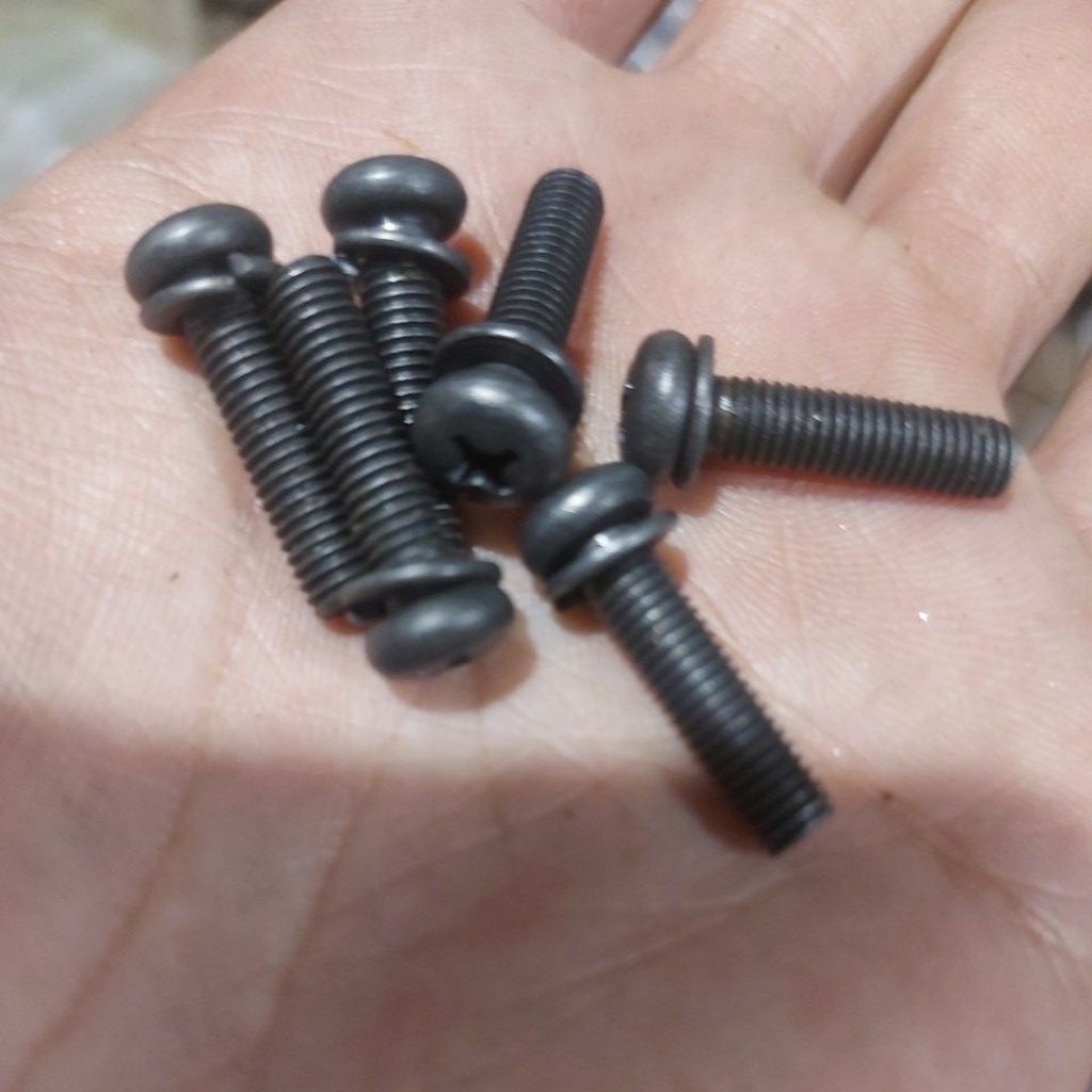 Baut 8 Ori M5x20 Ring Per Paten Hitam Kunci Obeng