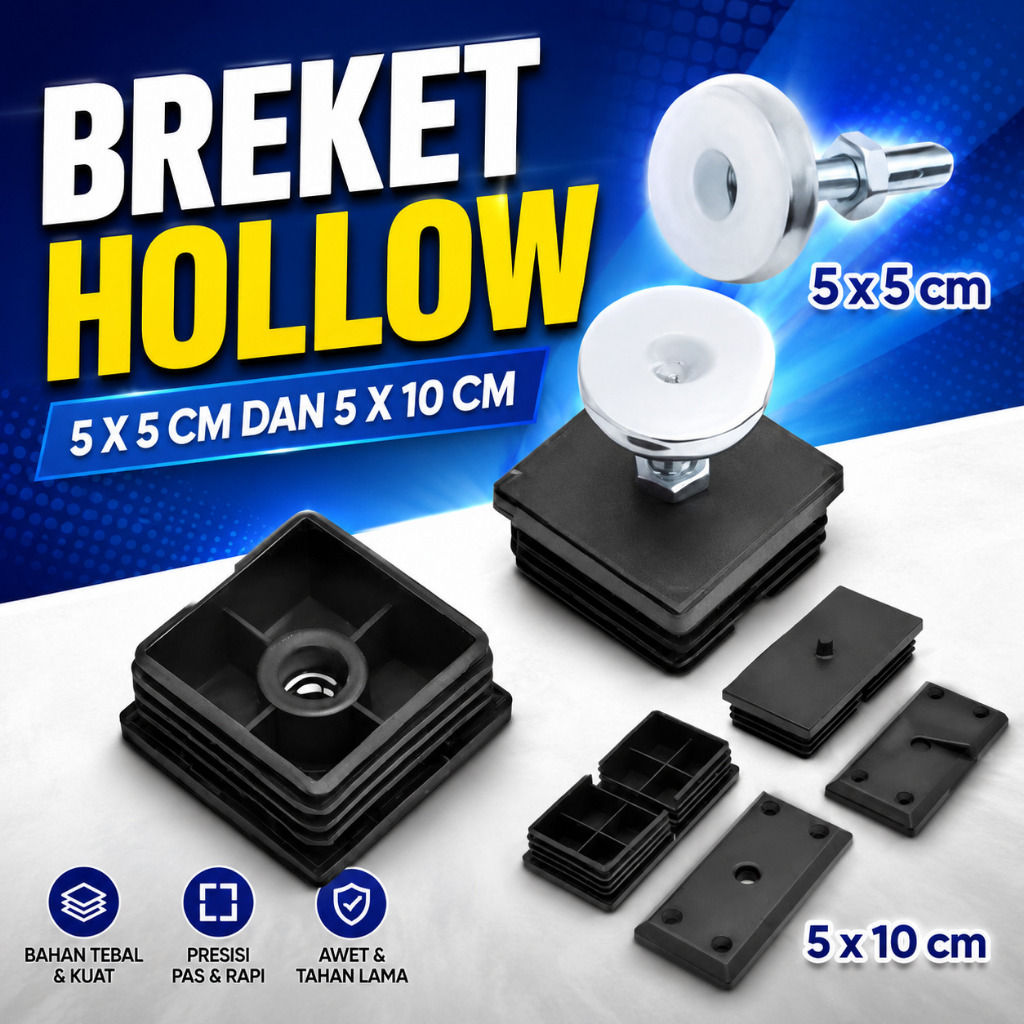Breket Hollow 5x5 cm & 5x10 cm | Bracket Besi Penyangga Hollow | Dudukan Hollow Serbaguna