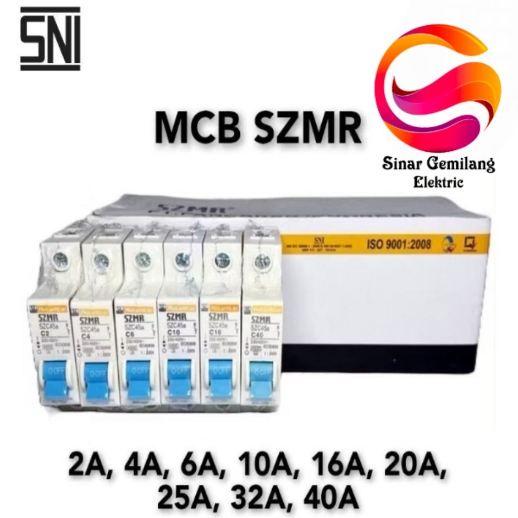 MCB 1 PHASE SZMR / MCB SZMR 2A 4A 6A 10A 16A 20A 25A 30A 40A SZMR ORIGINAL SNI