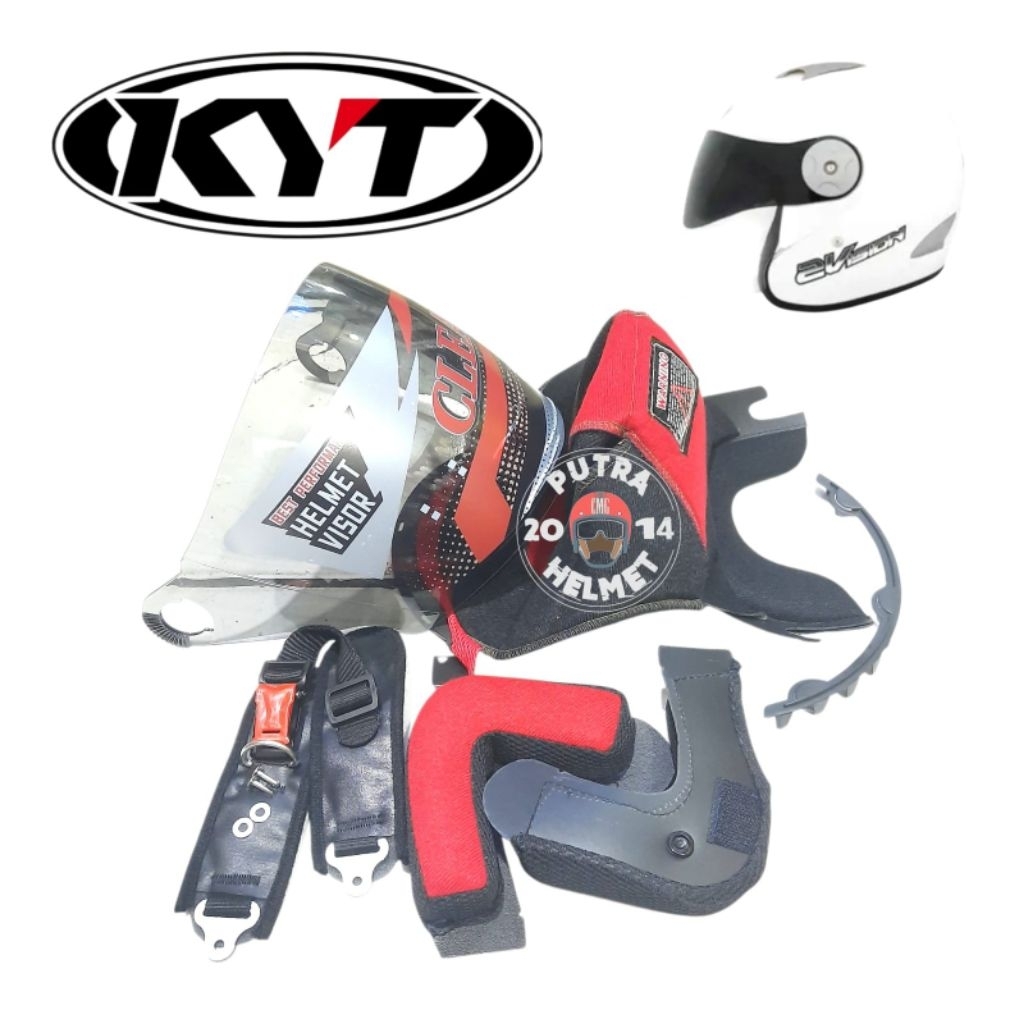 Paket Busa Helm KYT 2V 2VISION Kaca Visor Tali Helm M L XL