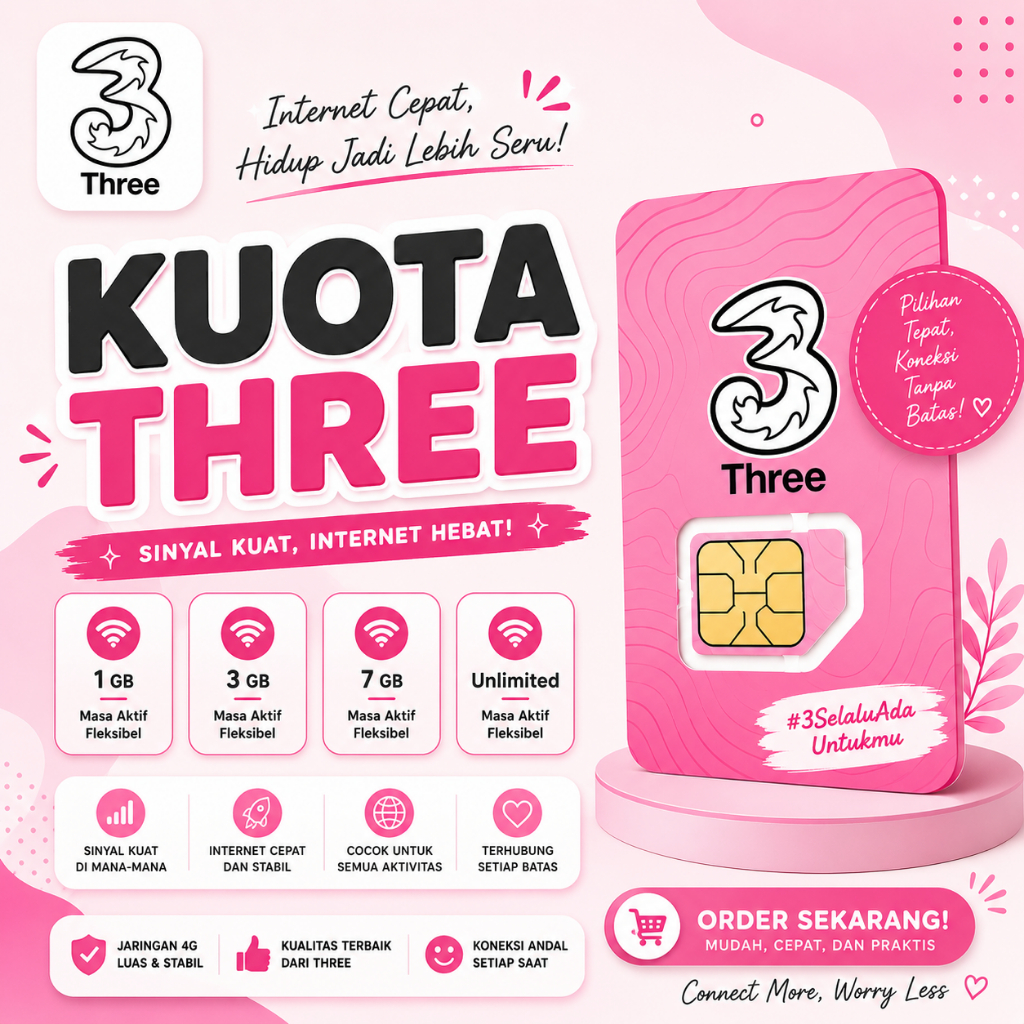 KUOTA INTERNET TRI 3 AON INJECT MURAH FAST RESPON