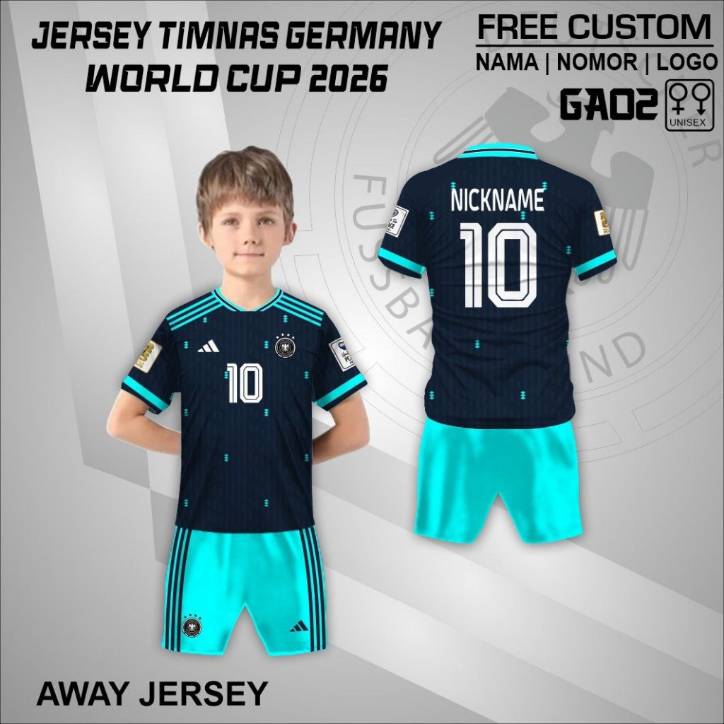 Jersey setelan anak timnas jerman 2026 home away free custom