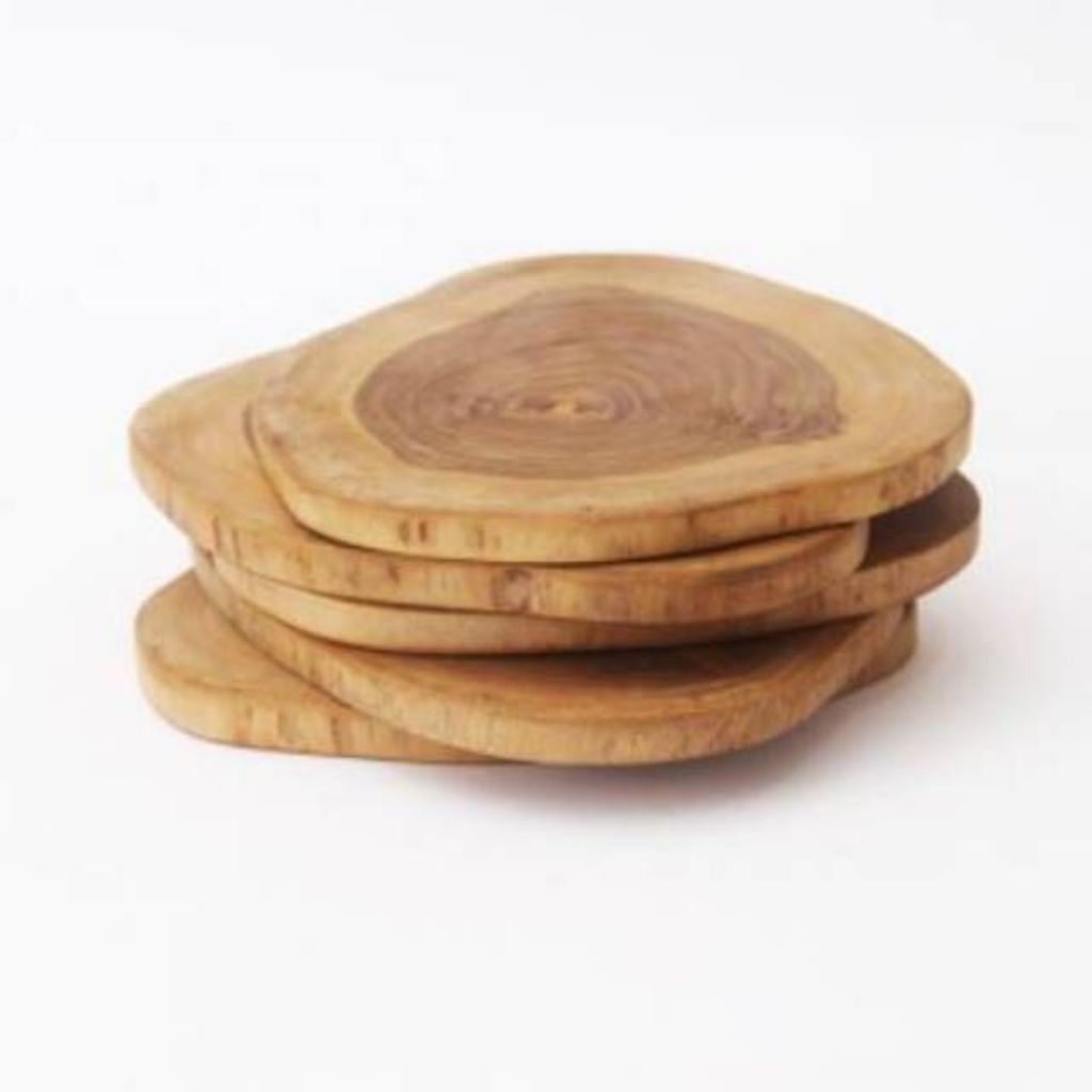 potongan kayu jati murah. tatakan piring. potongan kayu. Wood slice.  kayu jati. kayu solid. wooden.