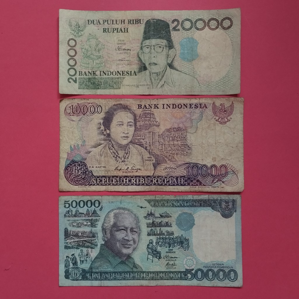 Uang Kuno Kertas Rp 10000, Rp 20000 Dan Rp 50000 UK 066