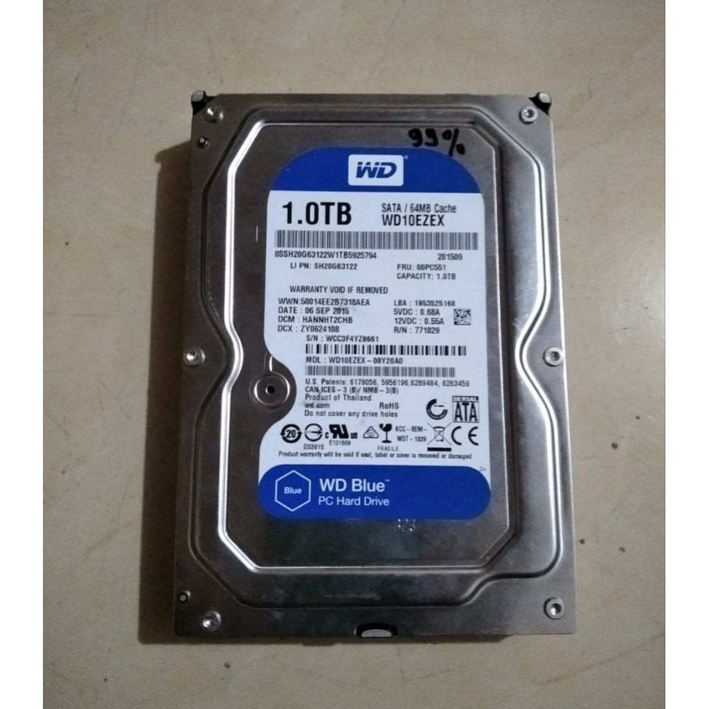 Hardisk 1 Tera merek WDC. Centinel 99%. Cocok buat PC/CCTV
