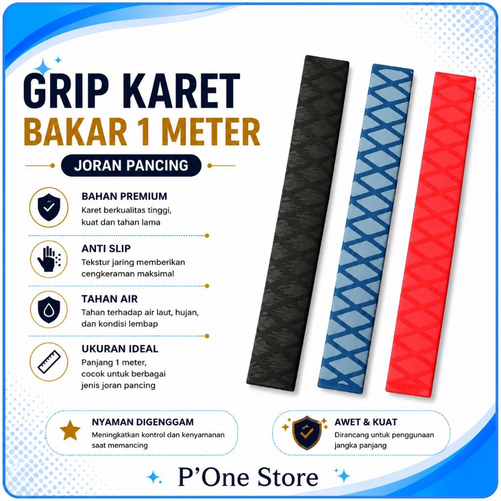 Grip Karet Bakar Joran Pancing Motif × Diameter 15mm - 50mm Panjang 1 Meter