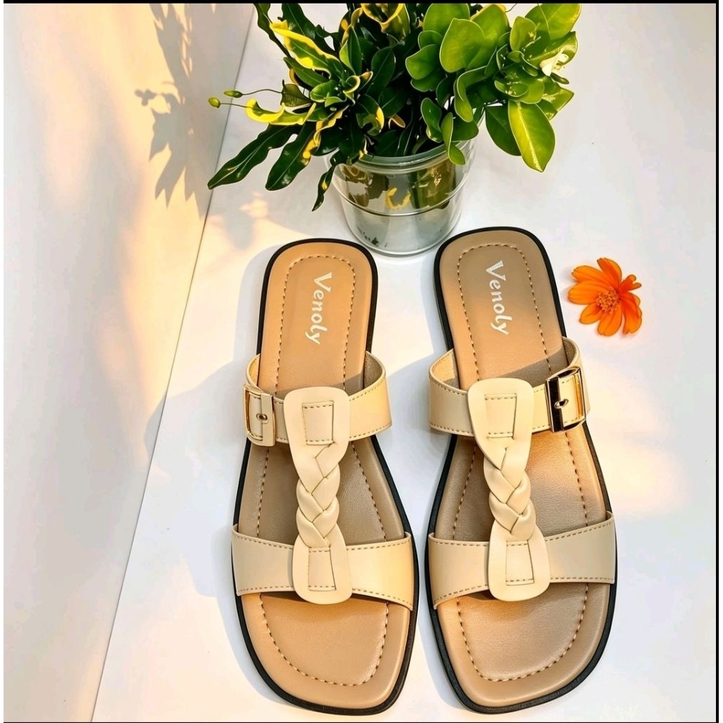 SANDAL TEPLEK KEKINIAN SANDAL FLAT VENOLY SANDAL FLAT TERBARU SANDAL FLAT SANDAL WANITA KEKINIAN SAN