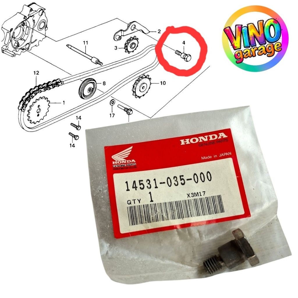 Baut pivot,tensioner astrea GRAND / STAR / PRIMA /SUPRA 100 / C70 / C700 / C800 ASLI ORIGINAL JAPAN 