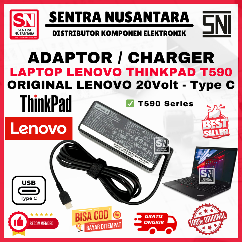Adaptor Charger Laptop LENOVO THINKPAD T590 Series | Adaptor Laptop LENOVO THINKPAD T590 Series Kual