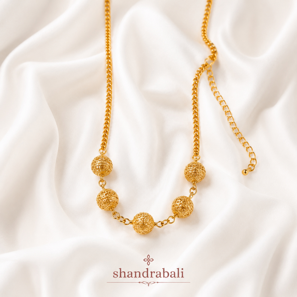 Shandra Bali - Kalung + Liontin Xuping Model 5 Bola Boba Ukiran Emas Bali