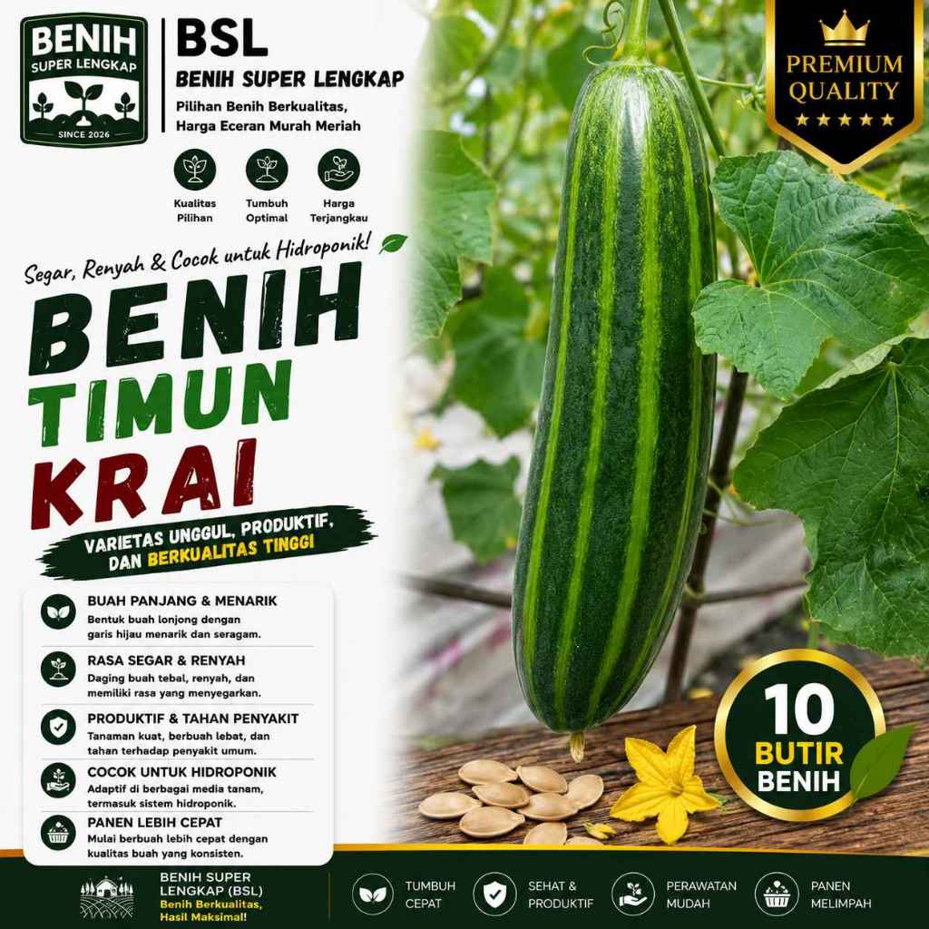 ( 10 Butir ) Benih Biji Timun Krai | Timun Krai Lalap | Mentimun Krai | UKI BIBIT