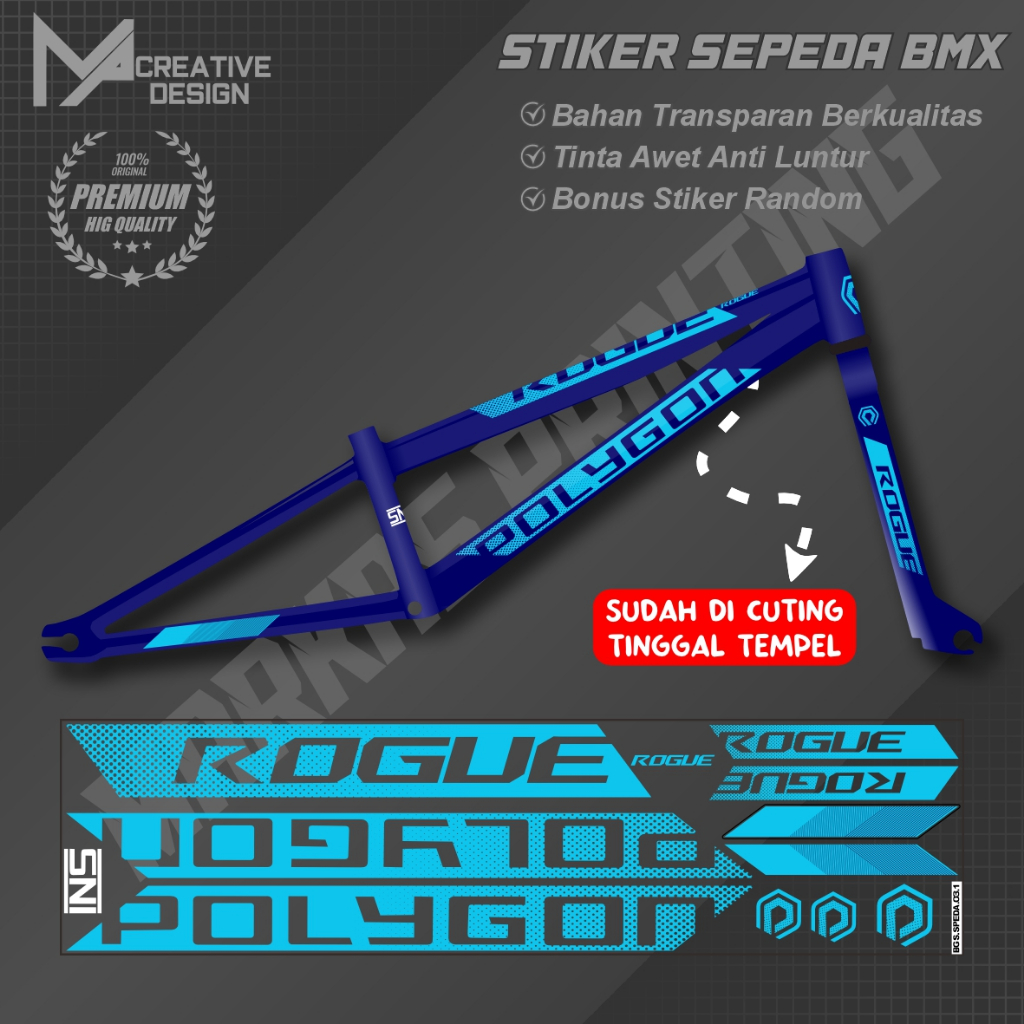 Stiker Striping Sepeda Universal ALL Polygon BMX Pacific Sudah Cutting 05