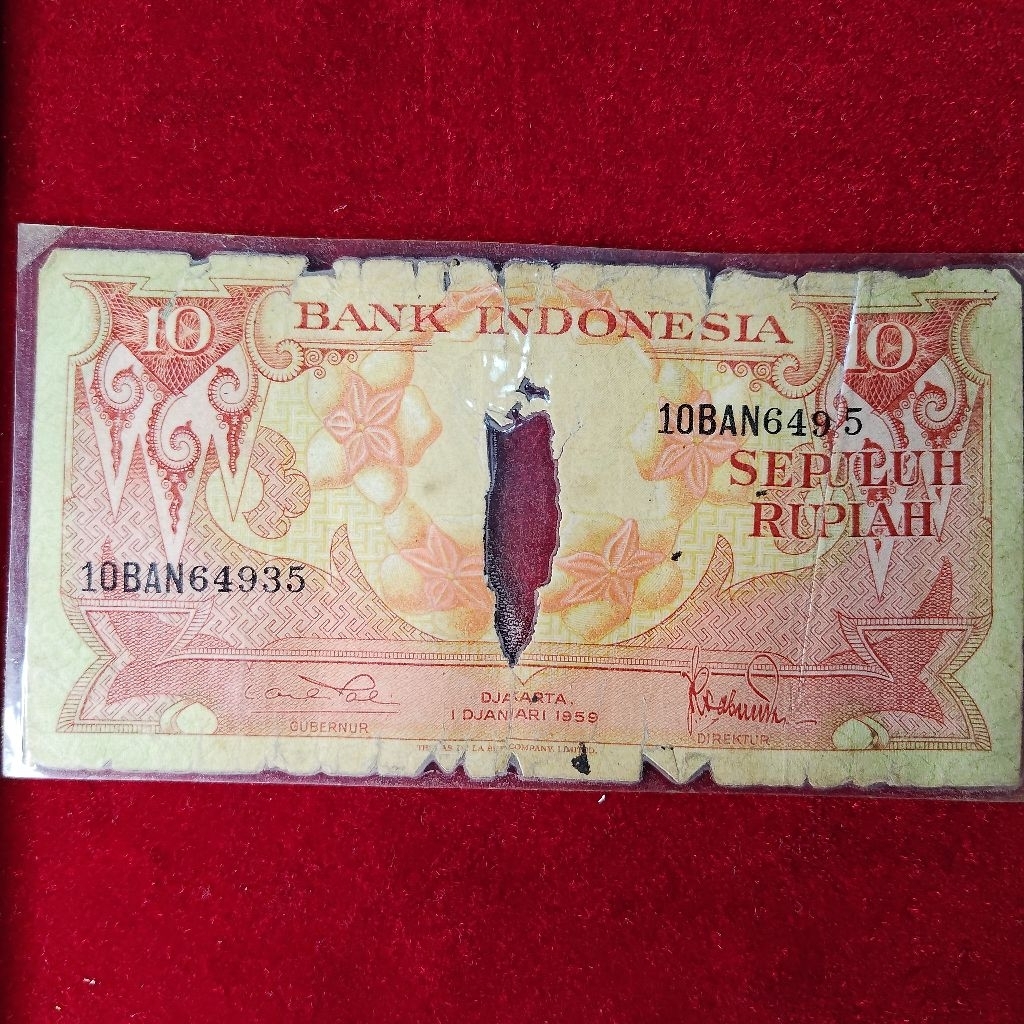 Vintage Lucky Money 10 Rupiah 1959