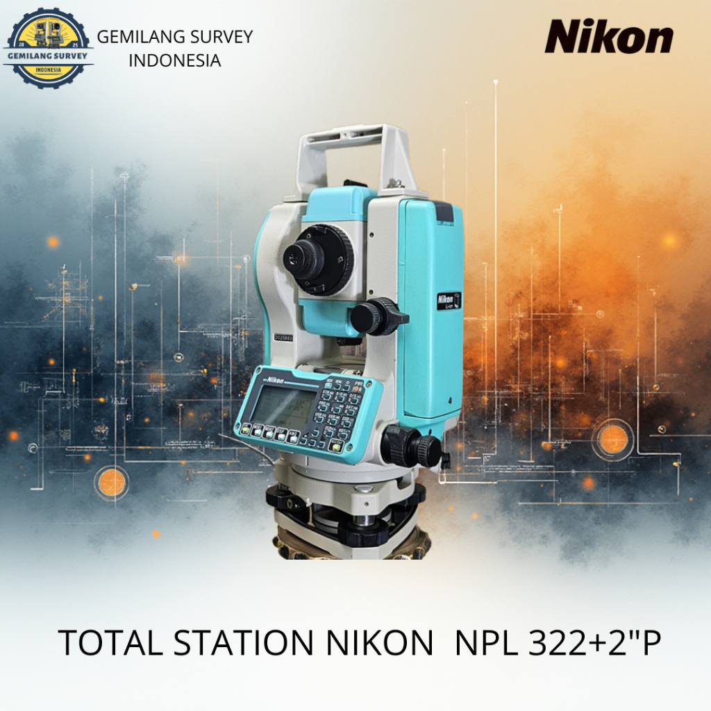 Total Station Nikon NPL 322+2"P Second/Bekas + Sertifikat Kalibrasi