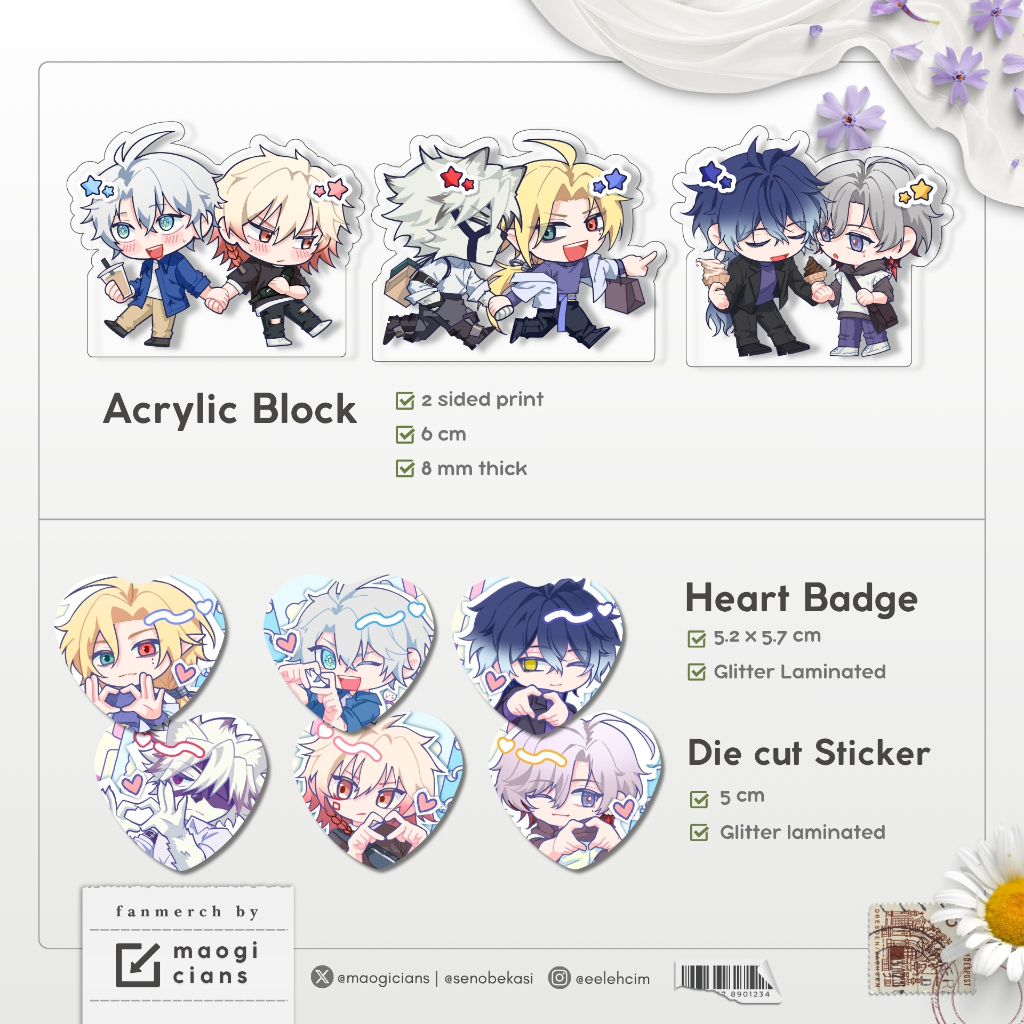 HSR ZZZ Phaidei Lycahugo Heart Badge Acrylic Block Fanmerch by maogicians