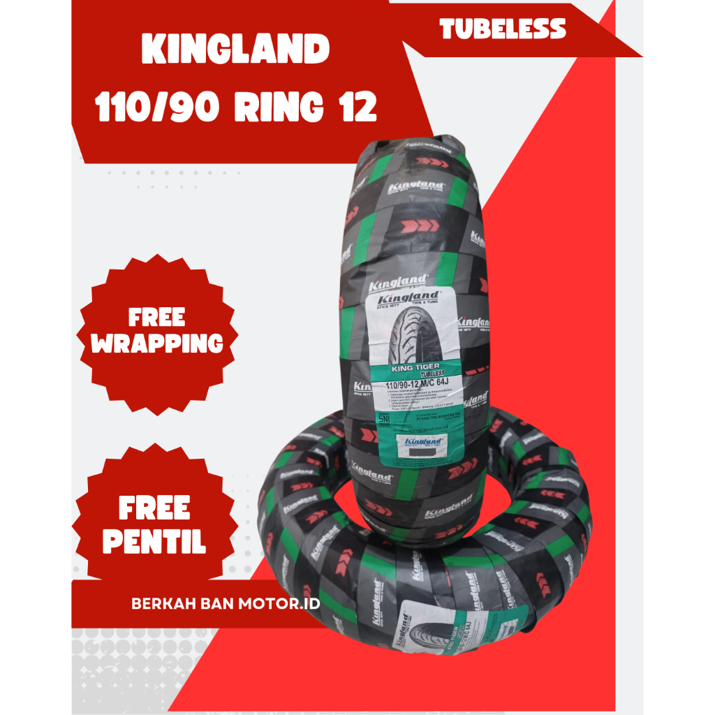 Free Pentil - Ban Motor Kingland Ring 12 Tubeless - Ban Scoopy, Ban Matic