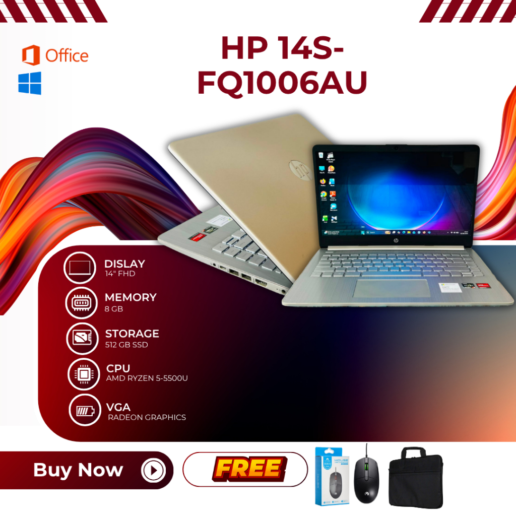 Laptop Hp 14s FQ1006AU Ryzen 5 Series 5000 Ram 8GB
