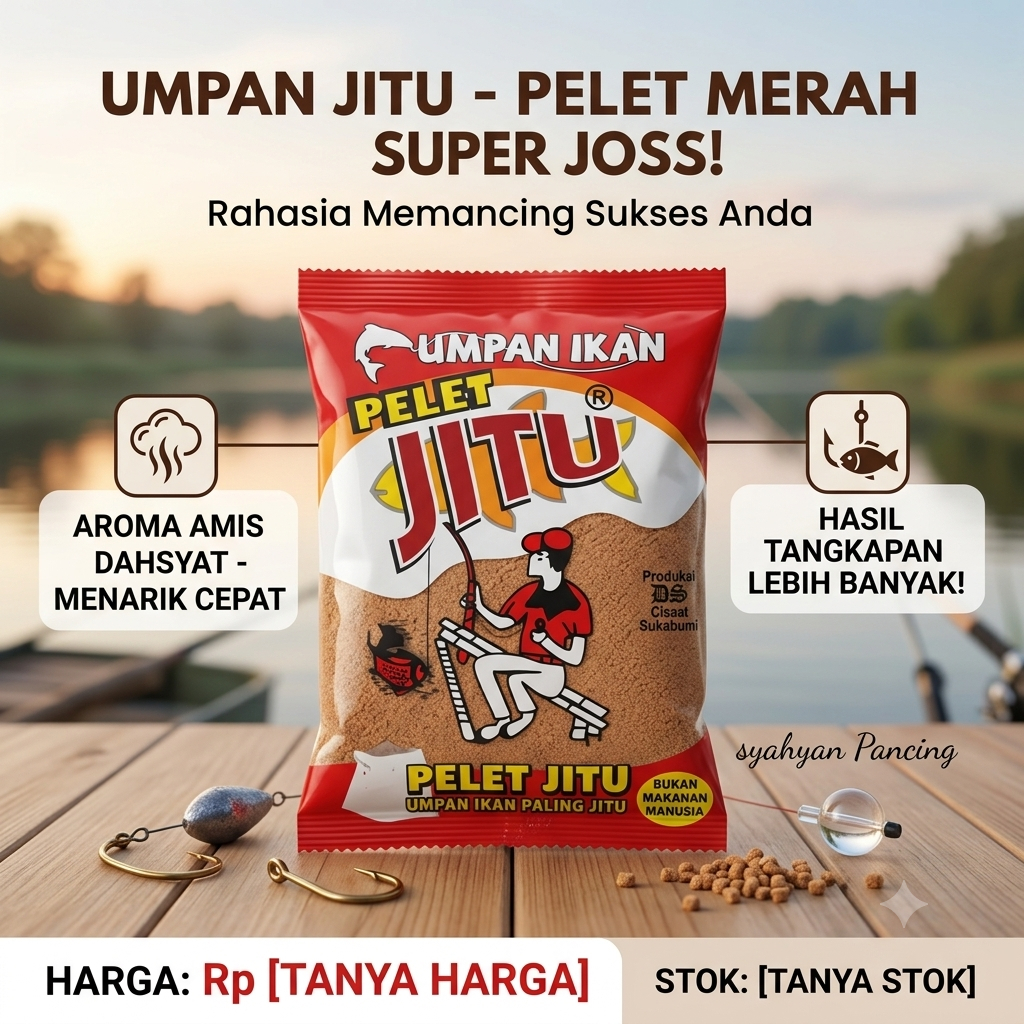 Umpan Ikan Pelet Jitu Merah Super Joss Asli Sukabumi - Pelet Aroma Amis Dahsyat Umpan Pancing Ikan M