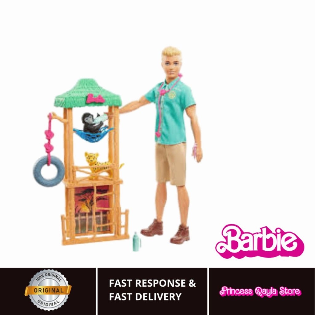 Boneka Barbie Ken Mattel Wild
Life Vet Barbie Career Ken