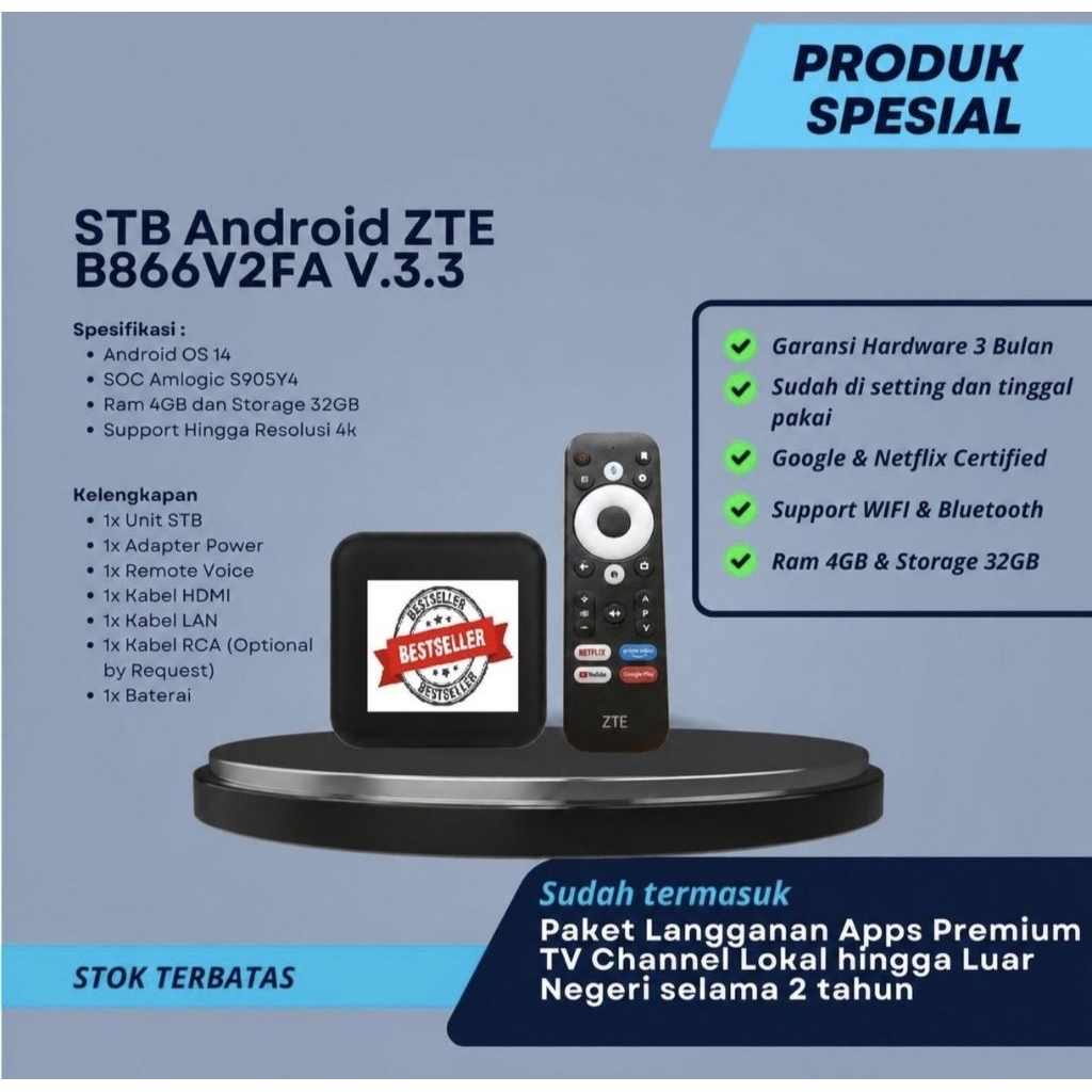 STB ZTE B866V2FA V.3.3 4/32GB
Android TV OS 14 Full Root Unlock - RAM 4 GB