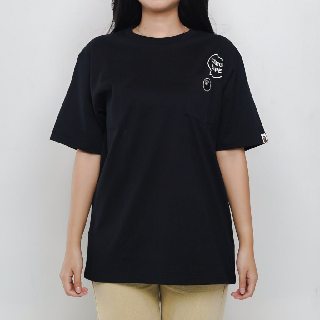 Kaos BAPE DSMG HEAD POCKET BLACK JAPAN EXCLUSIVE TSHIRT 100% ORIGINAL