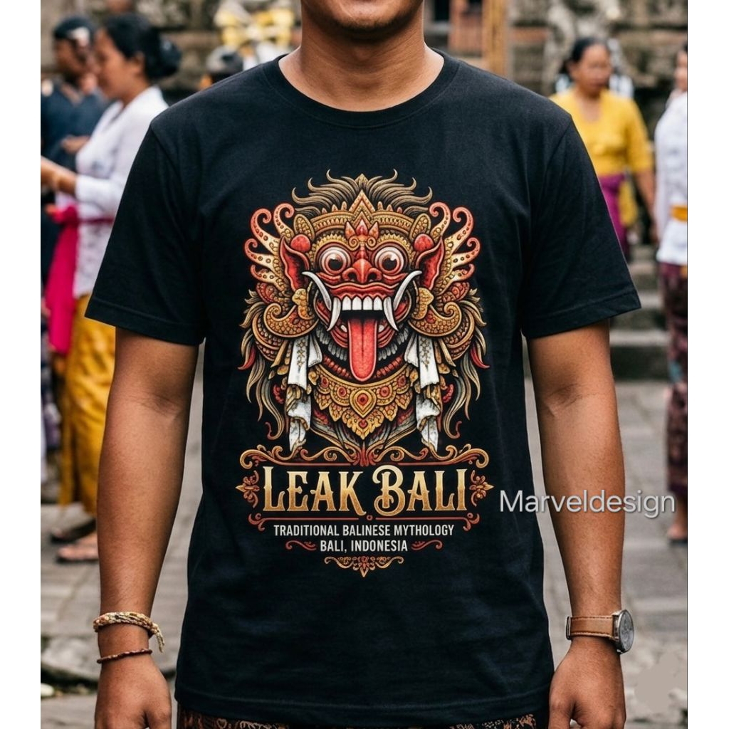 Kaos Leak Bali Premium – Desain Topeng Leak Tradisional Bali | Kaos Distro Pria Wanita Bahan Cotton 