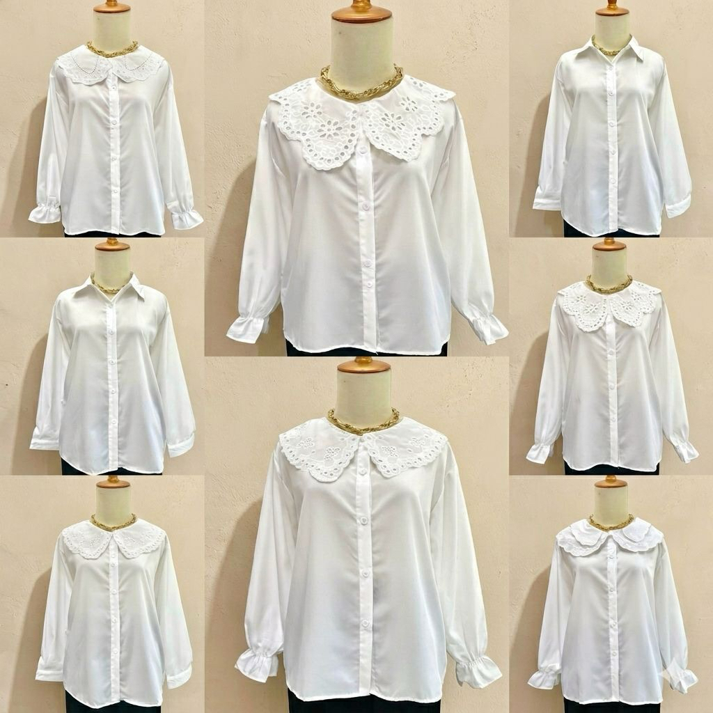 KEMEJA BLOUSE PUTIH WANITA IMPORT (BAJU BARU BUKAN PL)