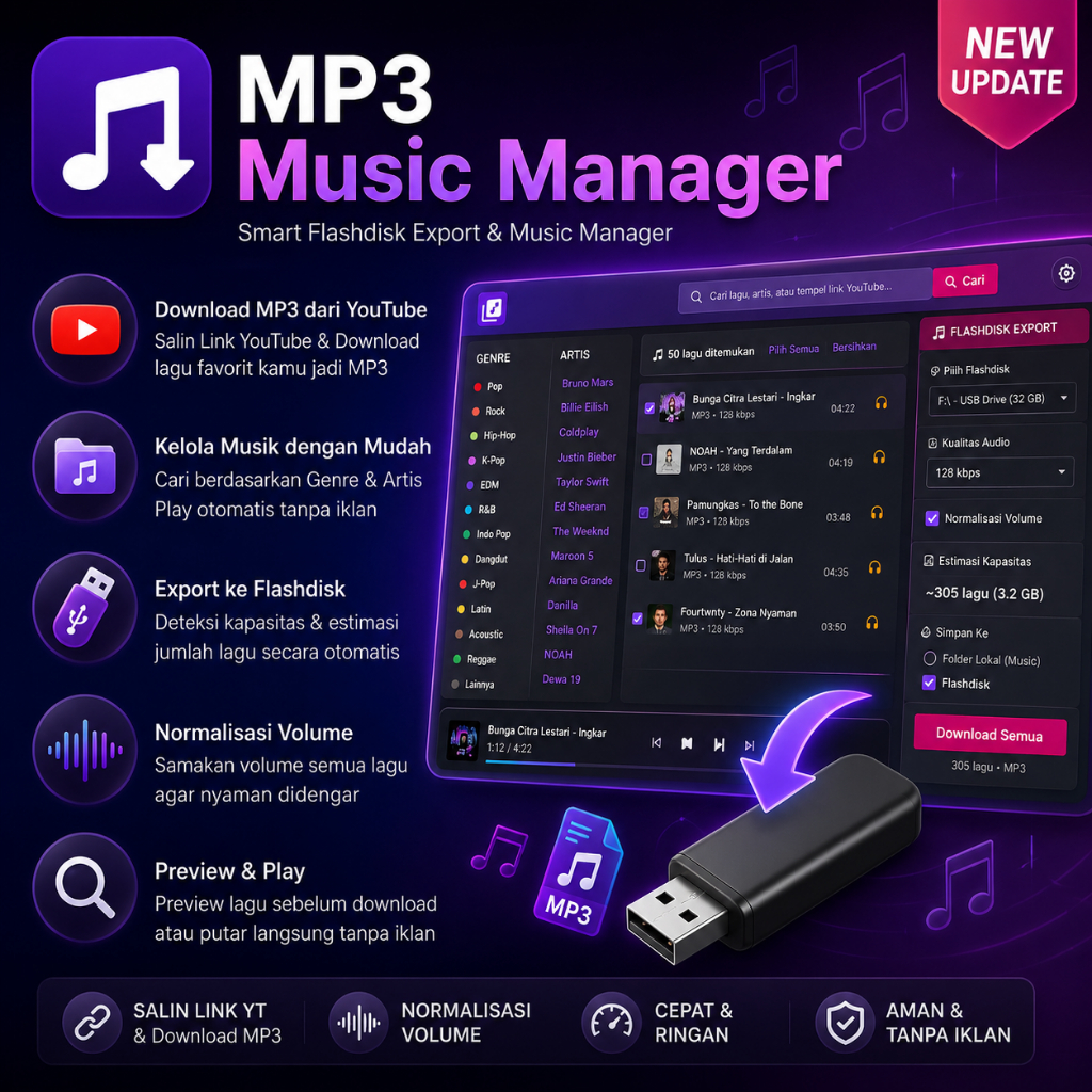 Software Aplikasi Download MP3/LAGU kedalam flasdisk otomatis dan sesuai genre v2
