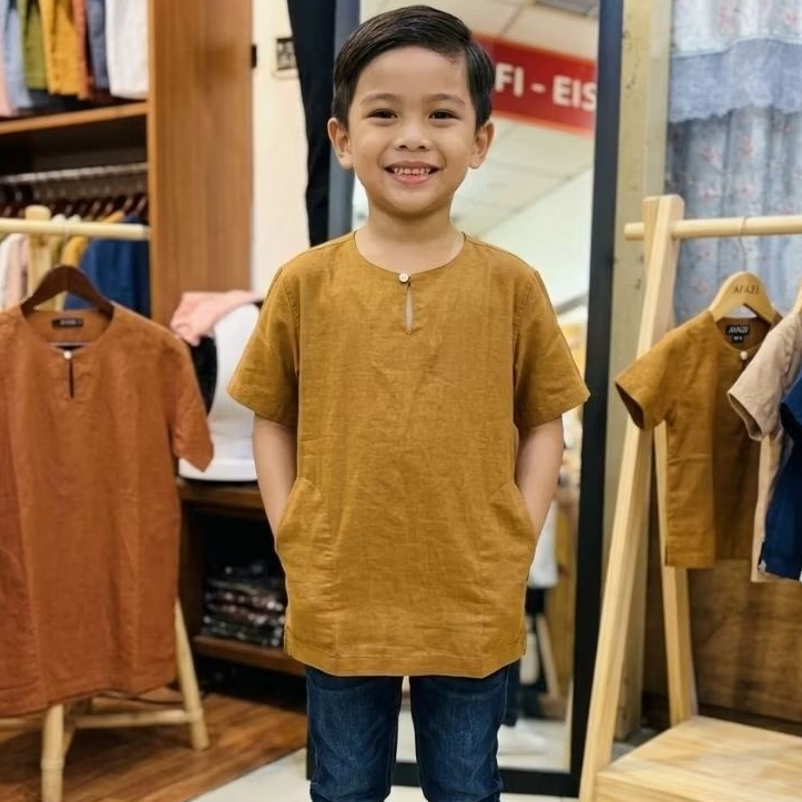 Baju koko anak bahan linen premium Afazi kemko