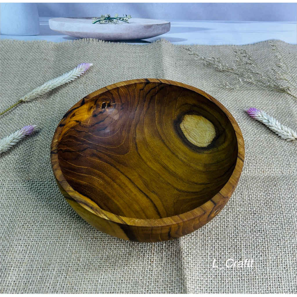 mangkok kayu/mangkok kayu jati/mangkok bakso, mie kayu jati 18cm