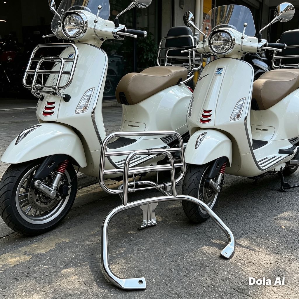 TERLARIS Sandaran Belakang Vespa Matic Primavera//Sprint Rak Motor Krom Hitam//Aksesoris vespa