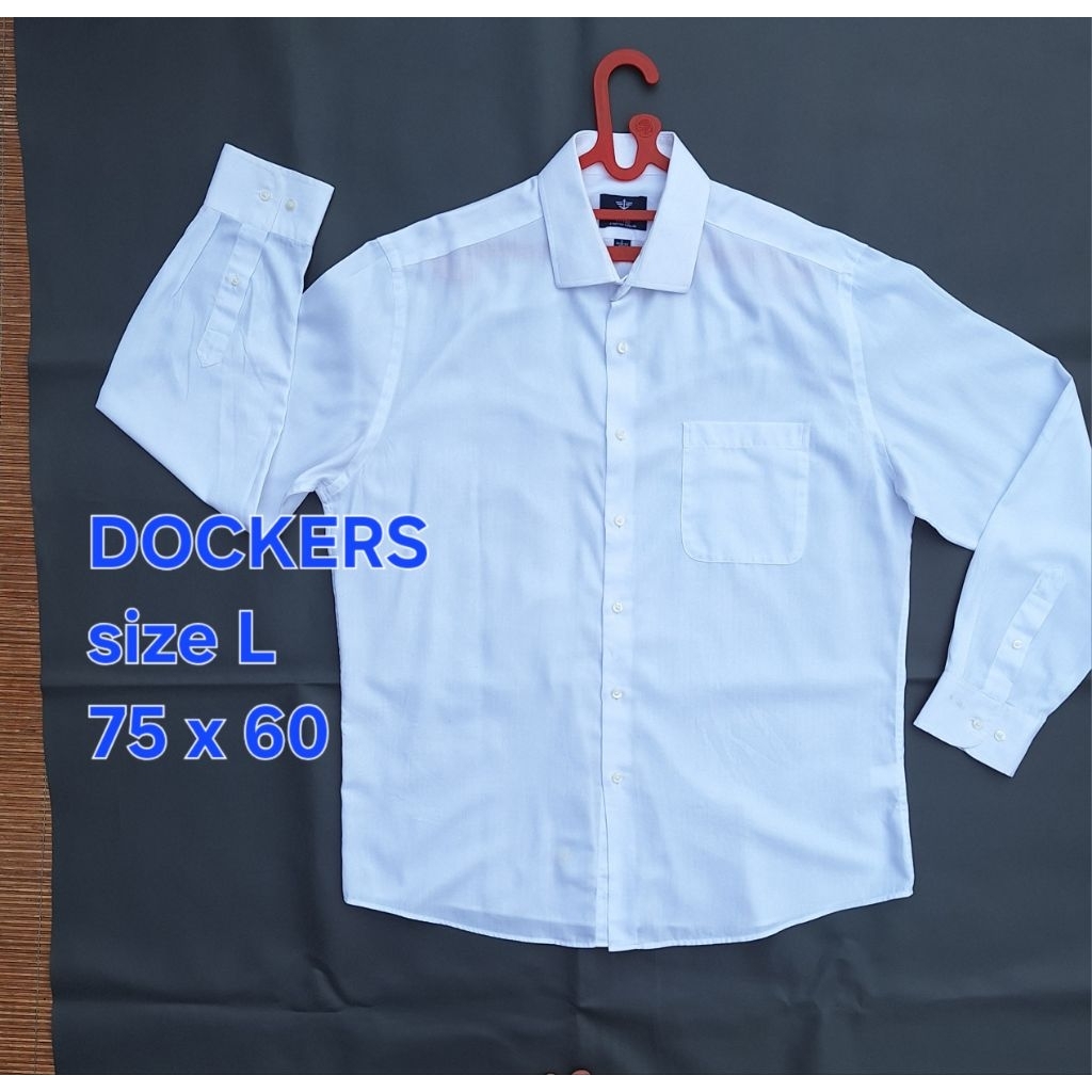 Baju Kemeja Putih Polos Lengan Panjang DOCKERS Original