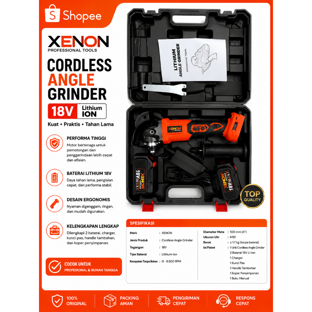 PT DISGERINDA XENON CORDLESS 18V CDAG1845