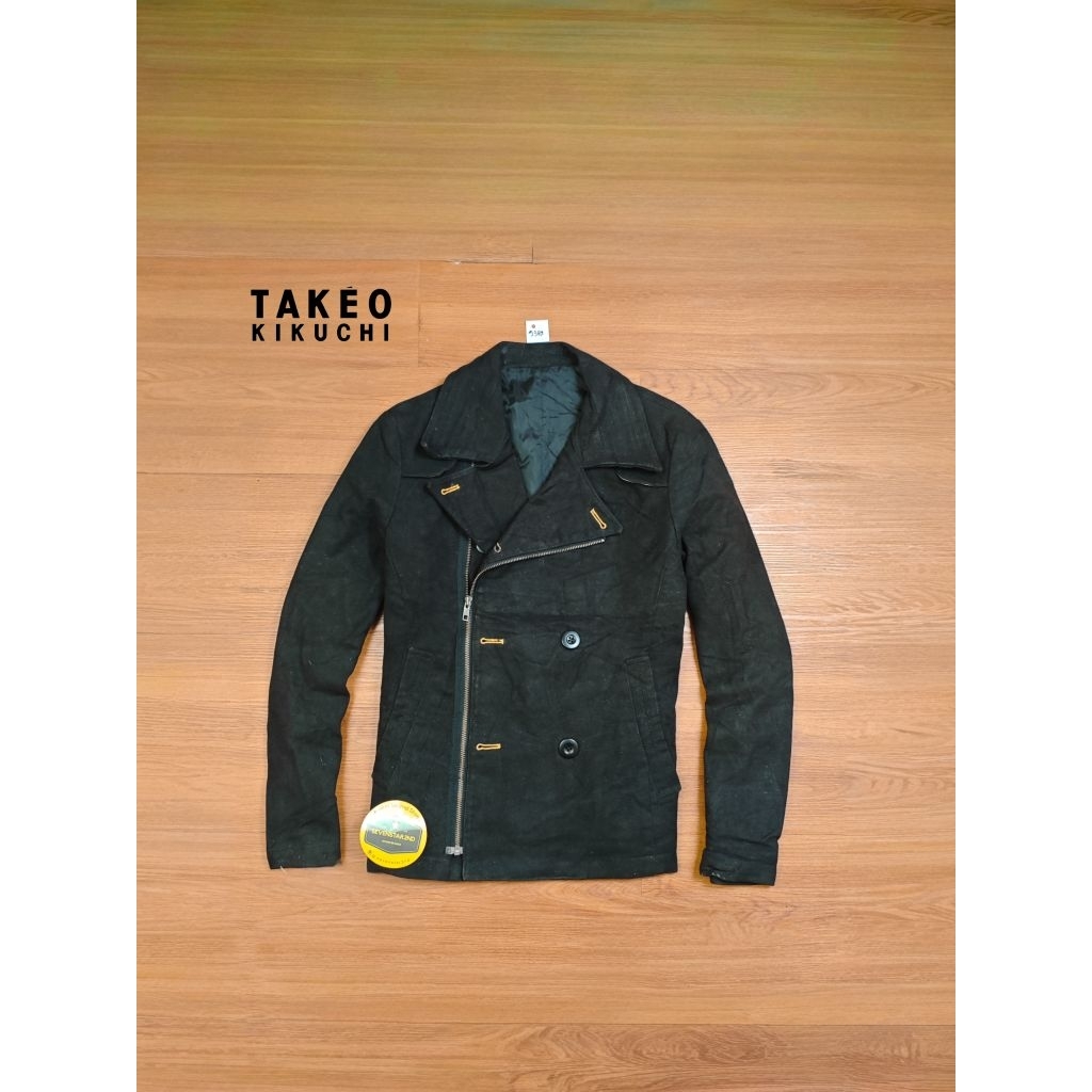 takeo kikuchi casual double bikers denim cotton jacket
