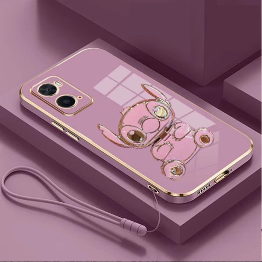 Casing Soft Case OPPO A76 A36 A96 Silicone Luxury Plating  stich Lanyard