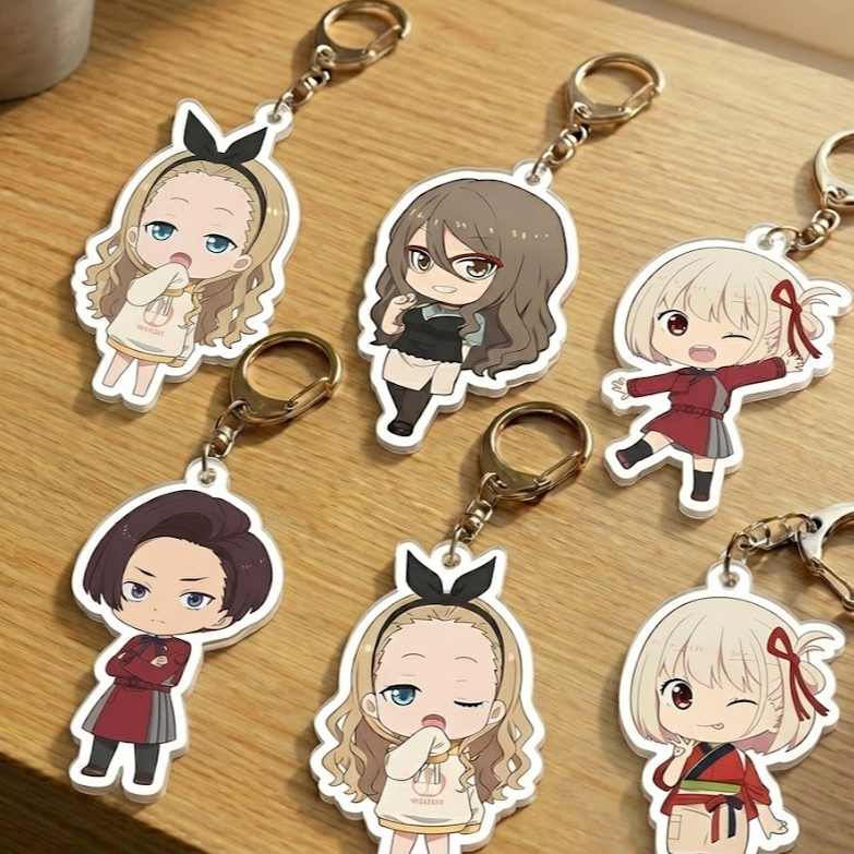 Chibi Lycoris Recoil : High-Quality 5cm Acrylic Keychain - Double-Sided Print