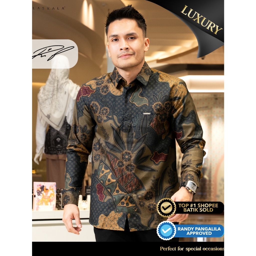 Laskala Batik Premium Barsha Kemeja Batik Pria Slimfit Lengan Panjang
