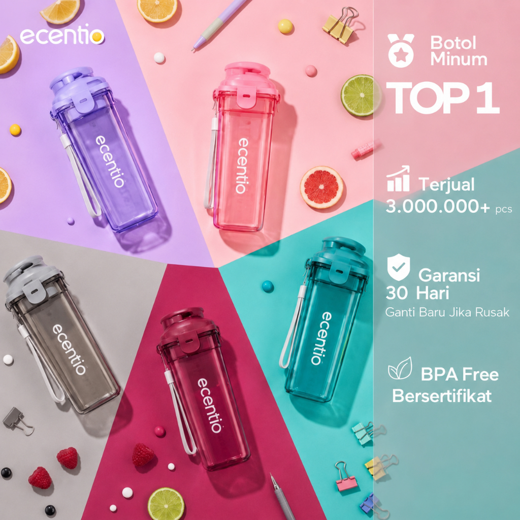 ecentio botol minum Portable 500ml aesthetic Olahraga bottle tail benning Anti Bocor botol plastik d