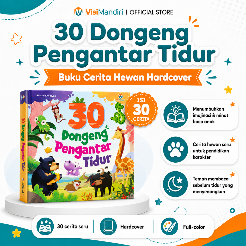 Visi Mandiri - Buku Cerita Hewan - 30 Dongeng Pengantar Tidur Hard Cover - Ziyadbooks