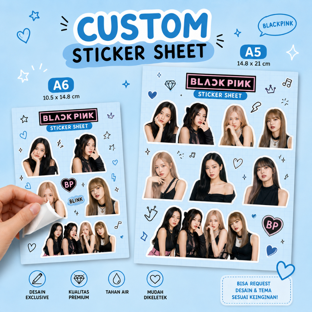 Sticker Sheet | Sticker Pack Custom | Sticker Sheet Kpop A5 / A6 | Desain Custom