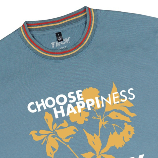 Troy Company Striped Rib Tshirt Mineral Blue Happiness - Kaos Pria Lengan Pendek Biru Mineral KST 3054-3MB1O1R