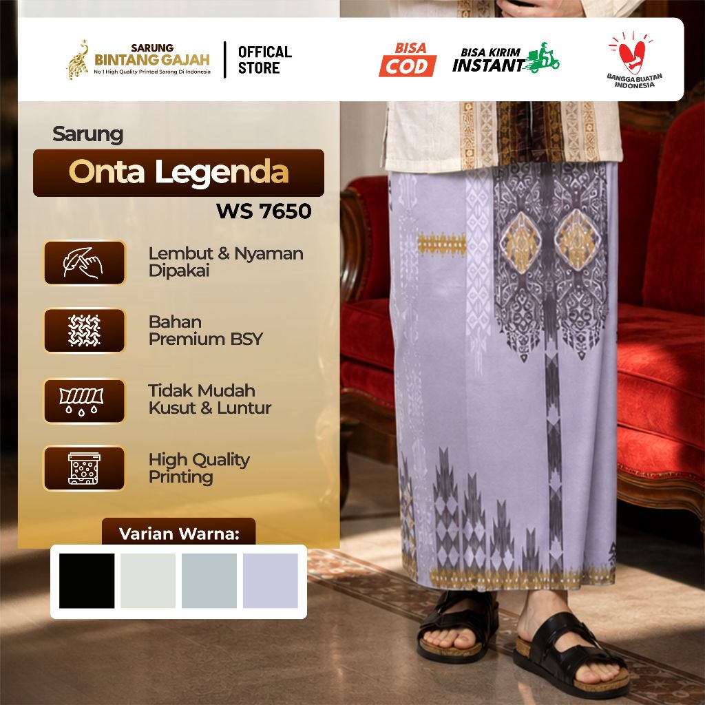 Sarung Bintang Gajah Onta Legenda WS 7650 KIRNA Motif Ornamen Etnik Modern