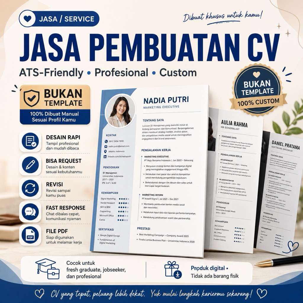 Jasa Pembuatan CV | CV ATS | Desain CV | ATS Friendly