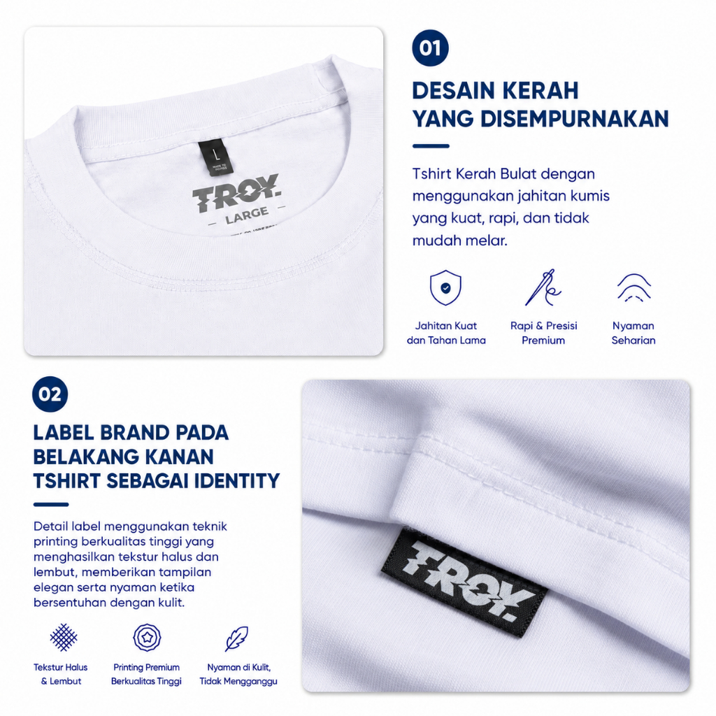 Troy Company Oversize Tshirt White Pollutant Toxins - Kaos Oversize Pria Lengan Pendek Putih OVD 3218