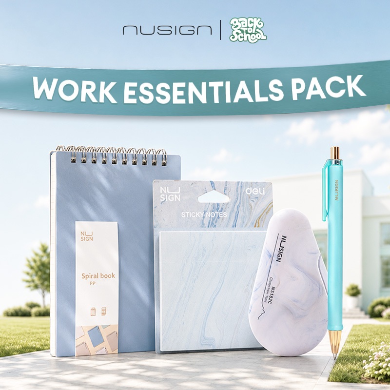 Nusign Work Essentials Pack | Notebook, Pen, Sticky Notes & Correction Tape