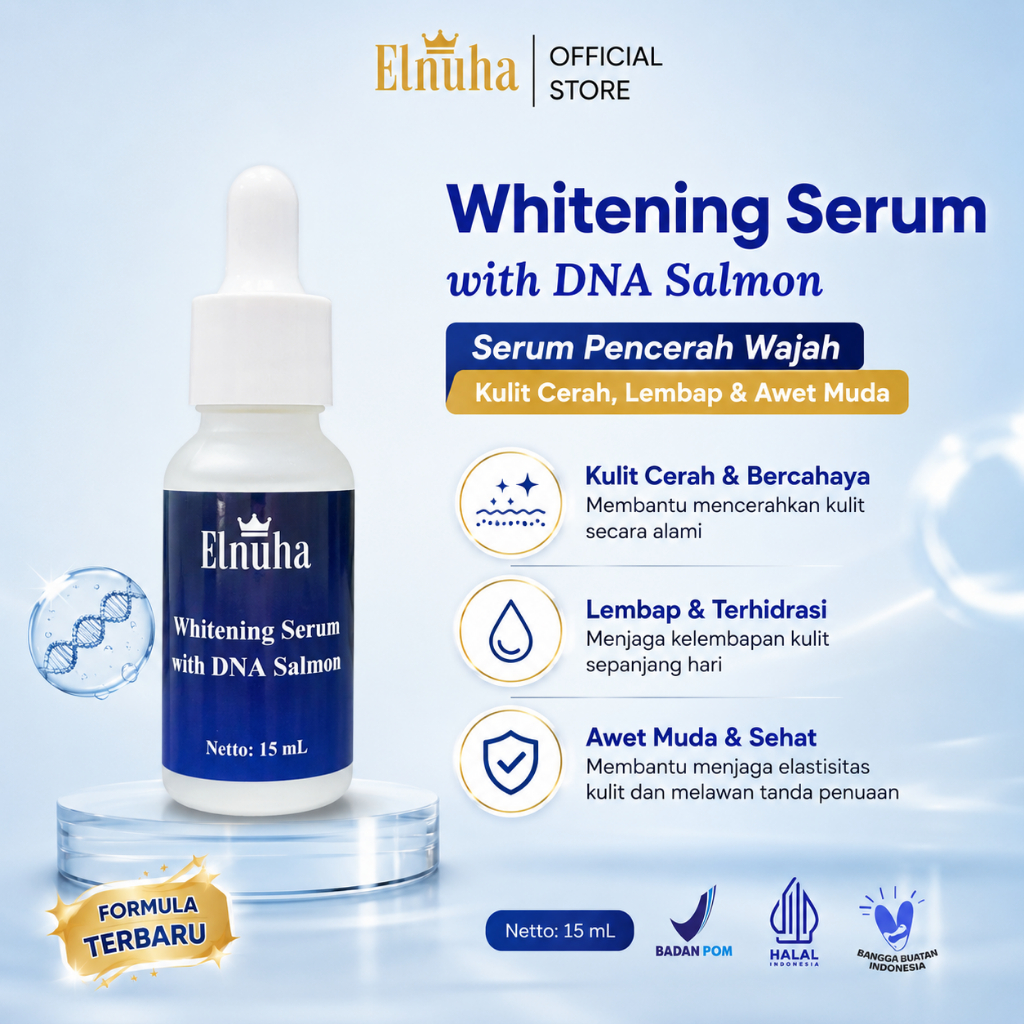 ELNUHA Whitening Serum with DNA Salmon 15 ML Mencerahkan, Memudarkan Flek dan Mengurangi Kerutan