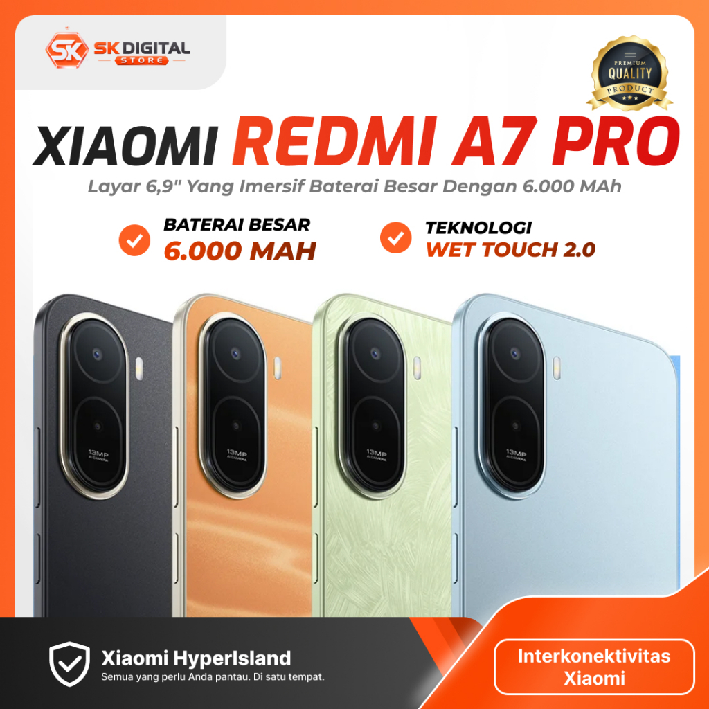 Xiaomi Redmi A7 Pro HP Android Baterai 6000mAh Layar 6,9" 120Hz RAM 4GB 64GB/128GB Kamera 13MP AI Hy