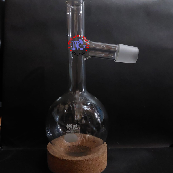 Labu Destilasi 500 ml Pyrex | Destilling Flask 500ml | Labu Destilasi Langsung ke Adaptor Three Way