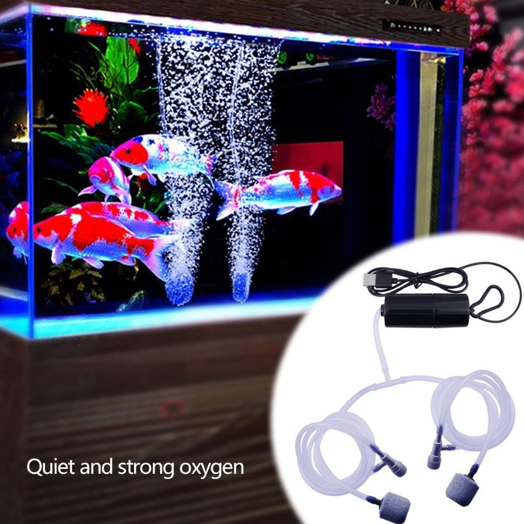 Aerator Double Stone, Aerator Portable Super Kencang, USB Aerator Aquarium, Aerator Mancing, Aerator