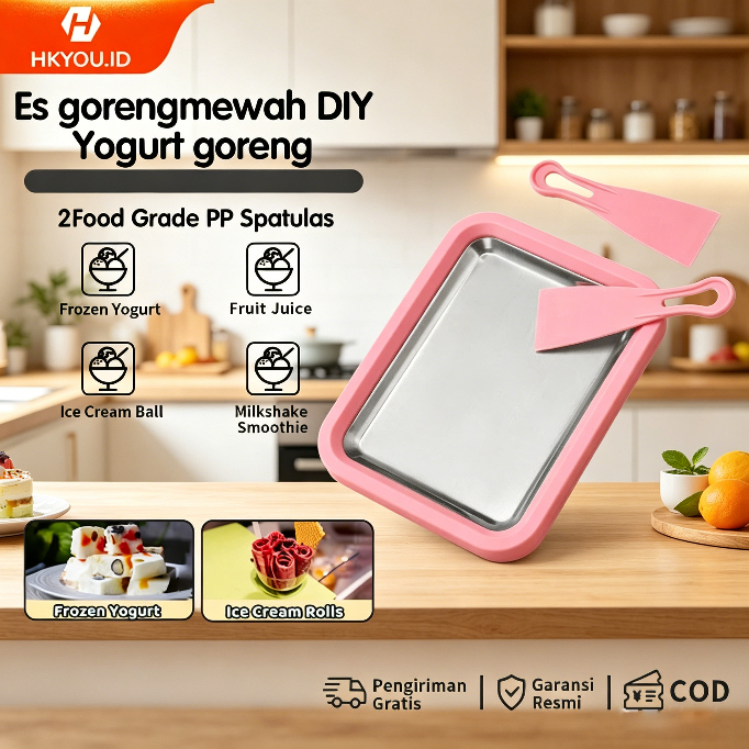 Ready Mini Mesin Pembuat Es Krim Gulung Tanpa Listrik Food Grade Stainless Steel | Alat DIY Yogurt B